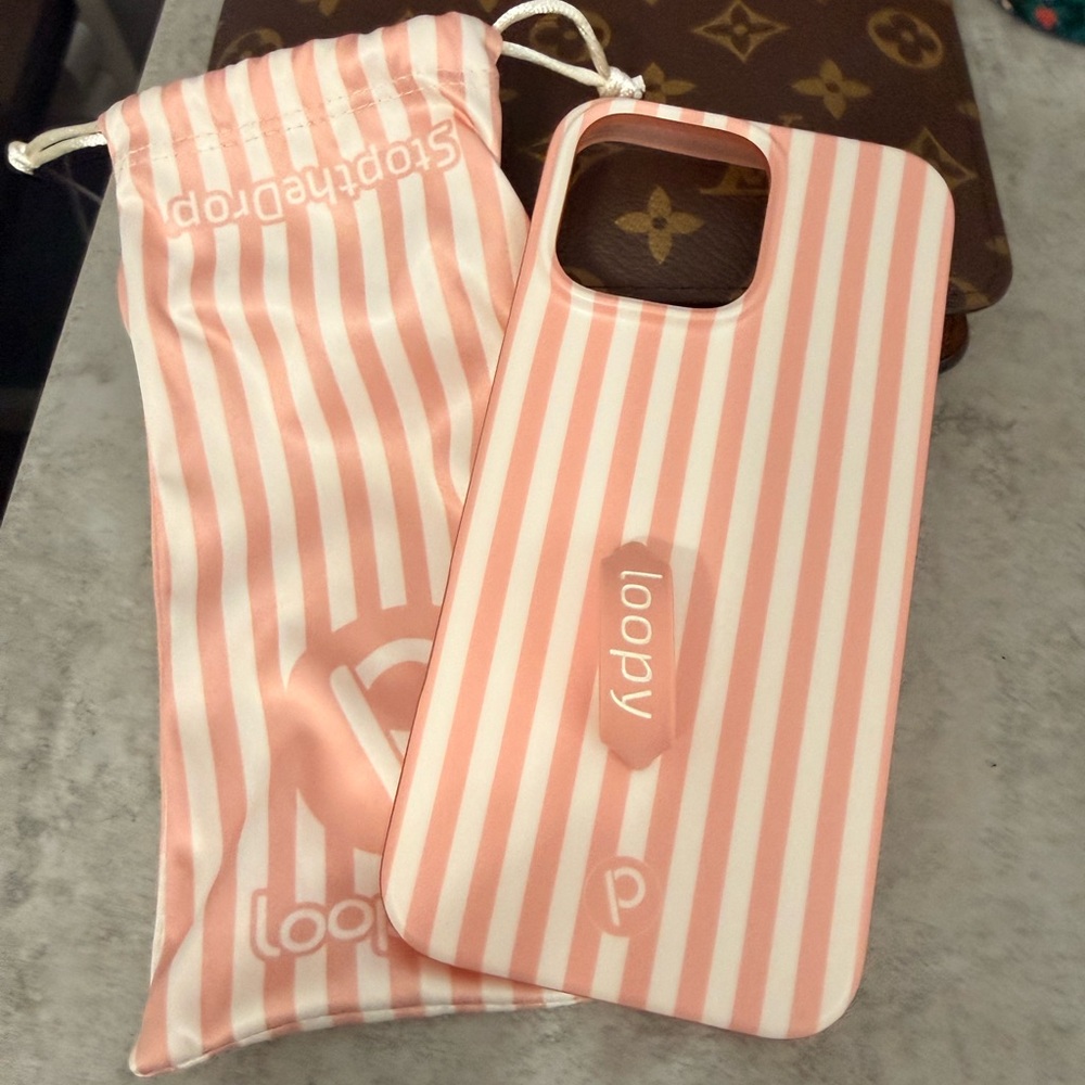 New iPhone 16 pro max righty Loopy Striped Pink & White iPhone Case